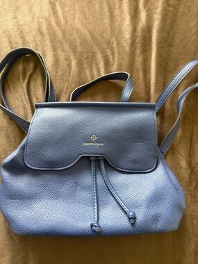 Nanette Lepore Light Blue Pebbled Leather Drawstring Backpack